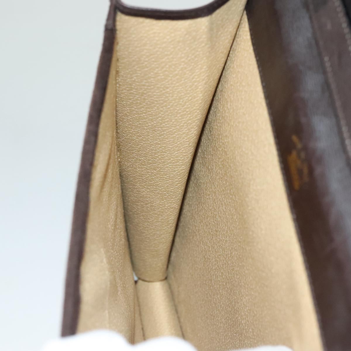 GUCCI GG Canvas Web Sherry Line Bag Suede Leather Dark Brown gold Auth BA3132