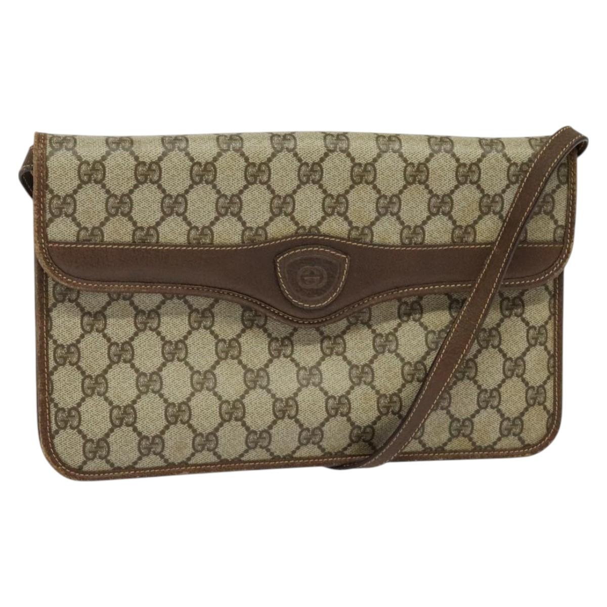 GUCCI GG Supreme Shoulder Bag PVC Beige Gold 004 904 0671 Auth BA3133