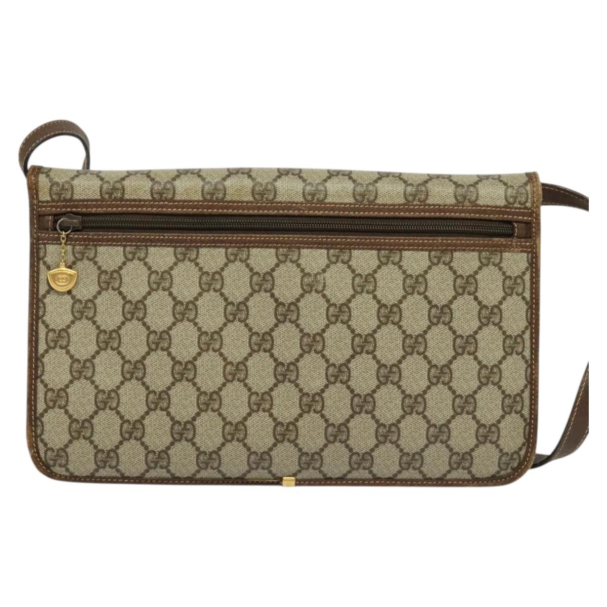 GUCCI GG Supreme Shoulder Bag PVC Beige Gold 004 904 0671 Auth BA3133