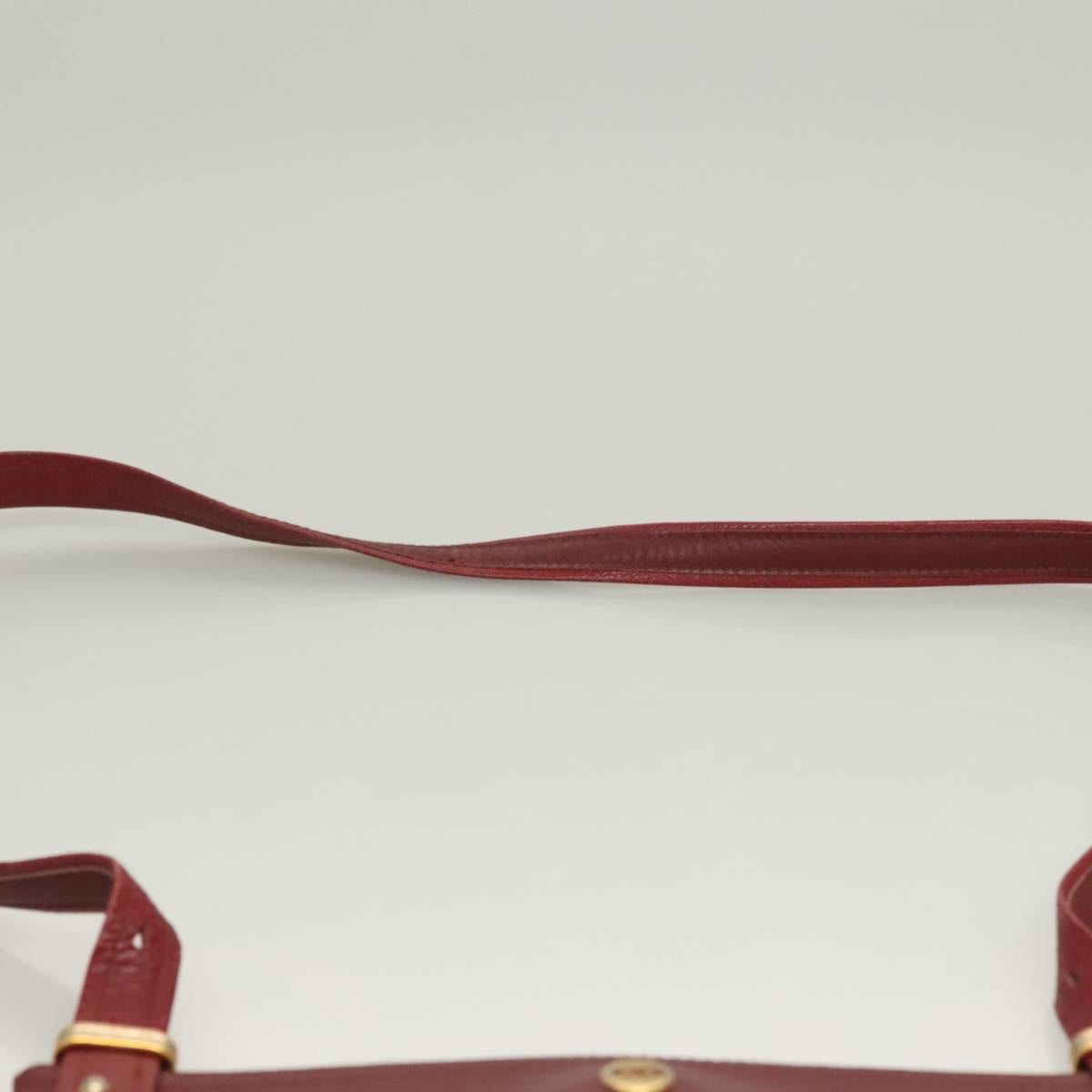CARTIER Must Line Shoulder Bag Leather Bordeaux Gold Auth BA3142