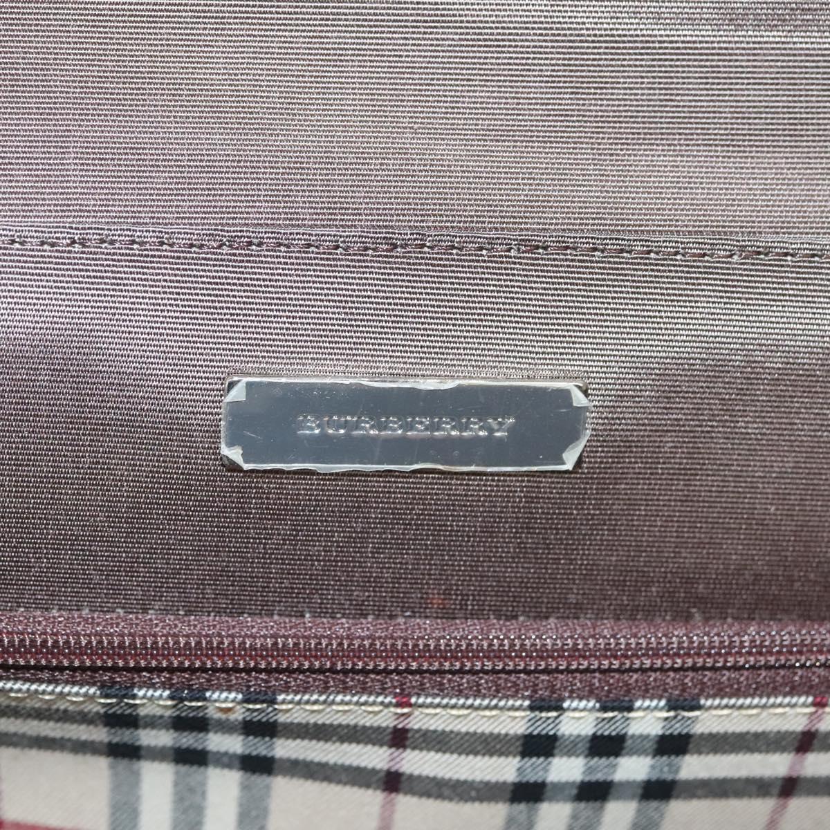 BURBERRY Hand Bag Leather Silver Brown Auth BA3148