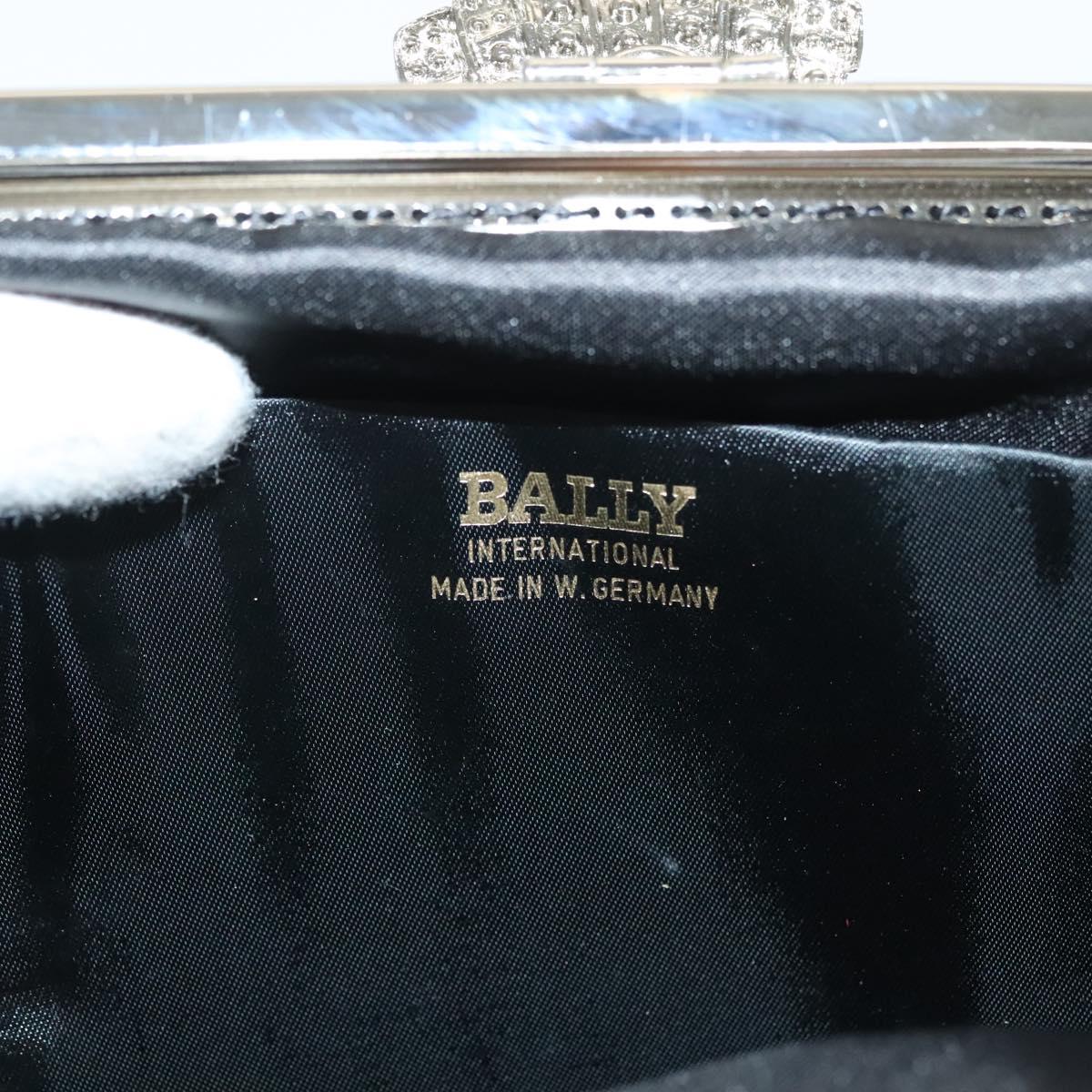 BALLY Rhinestone Chain Shoulder Bag Leather Black Silver Auth BA3151