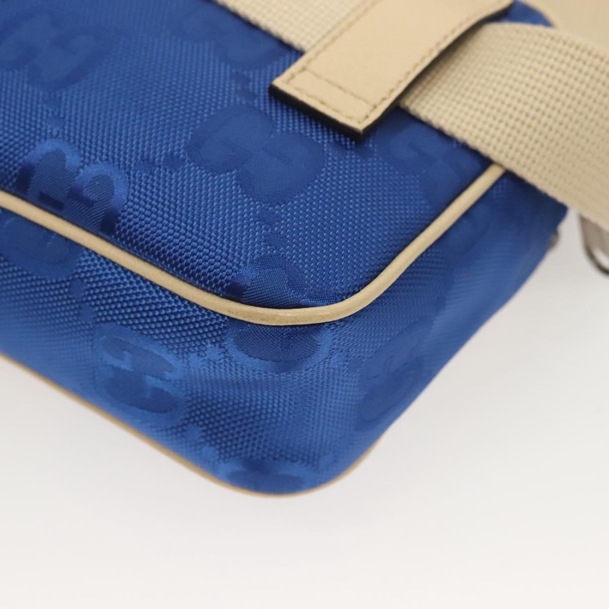 GUCCI GG Canvas Waist Bag Blue Beige 631341 Auth BA3160
