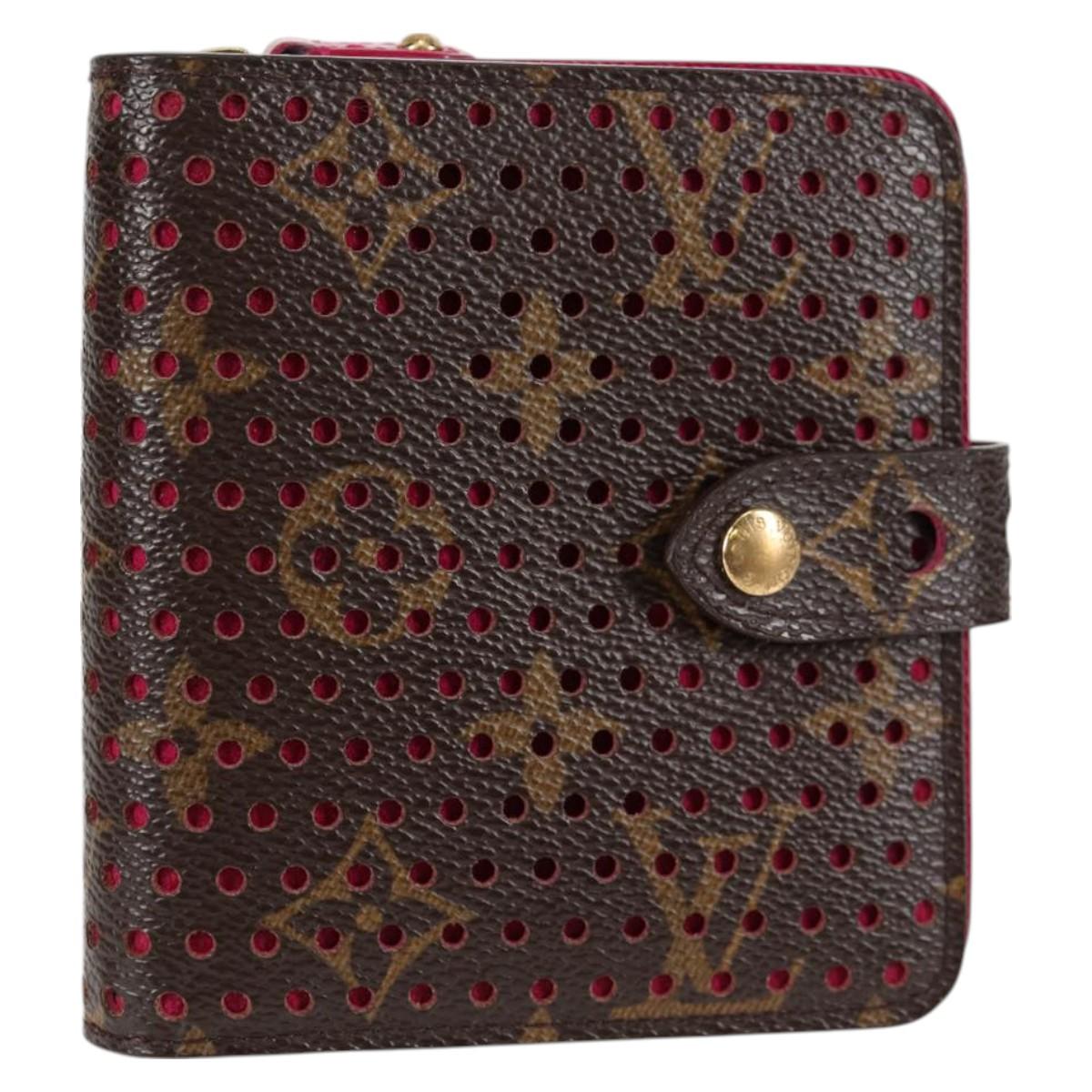LOUIS VUITTON Monogram Perfo Compact zip Bifold Wallet M95188 LV Auth BA3167V