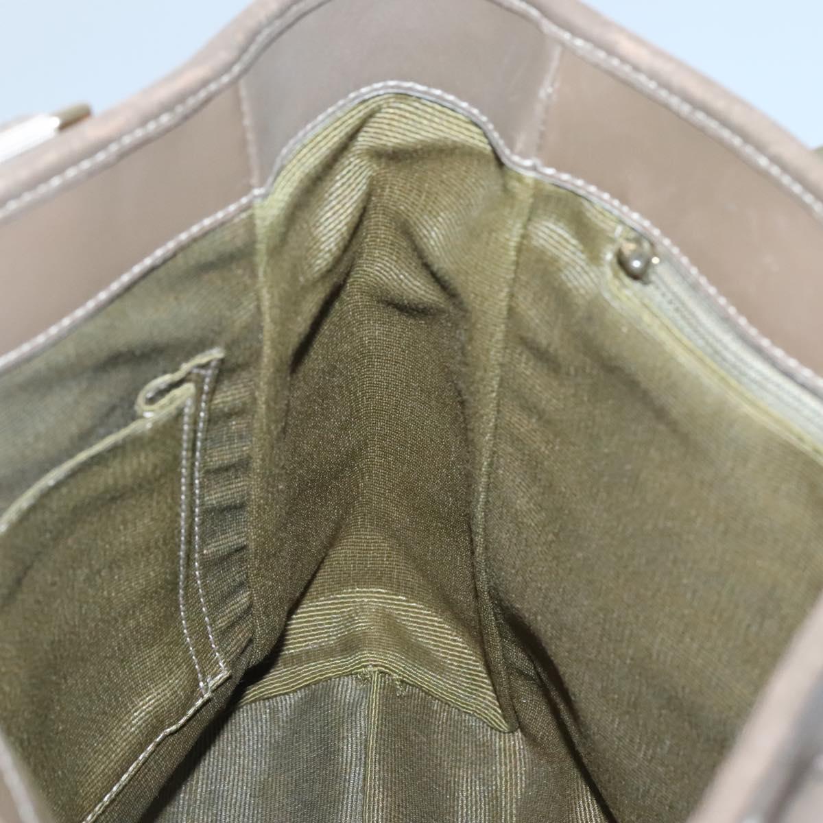 Salvatore Ferragamo Gancini Tote Bag Canvas Beige gold Auth BA3168