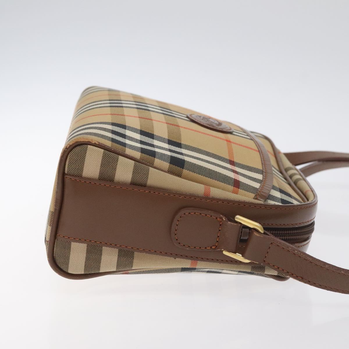 Burberrys Nova Check Shoulder Bag Canvas Beige Gold Auth BA3173