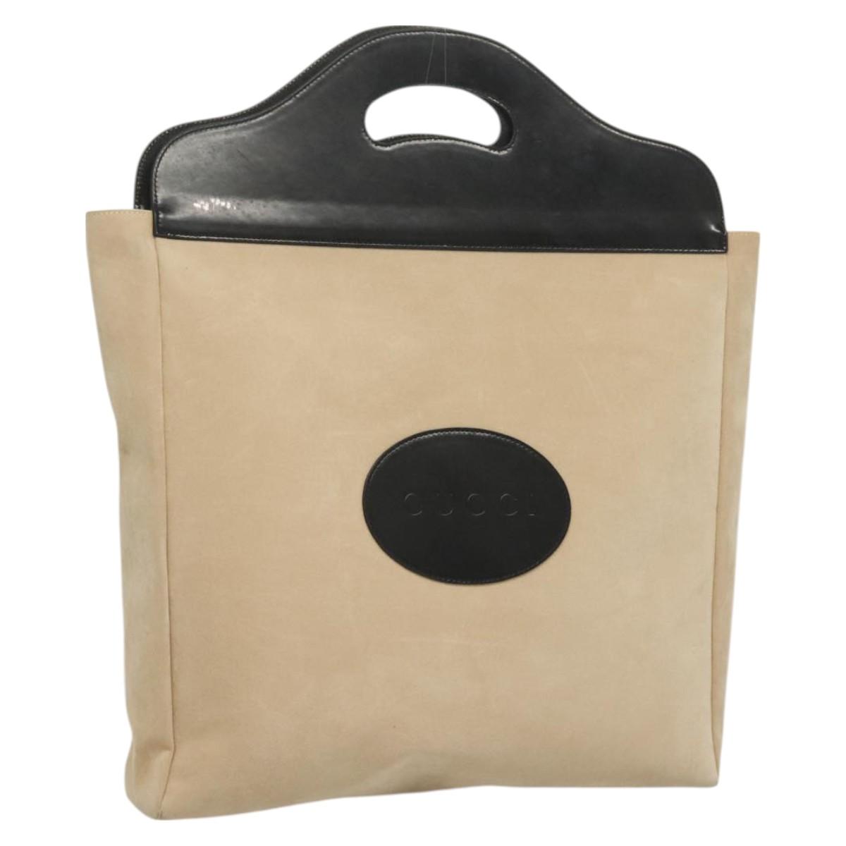 GUCCI Hand Bag Suede Beige 002 8000 Auth BA3177