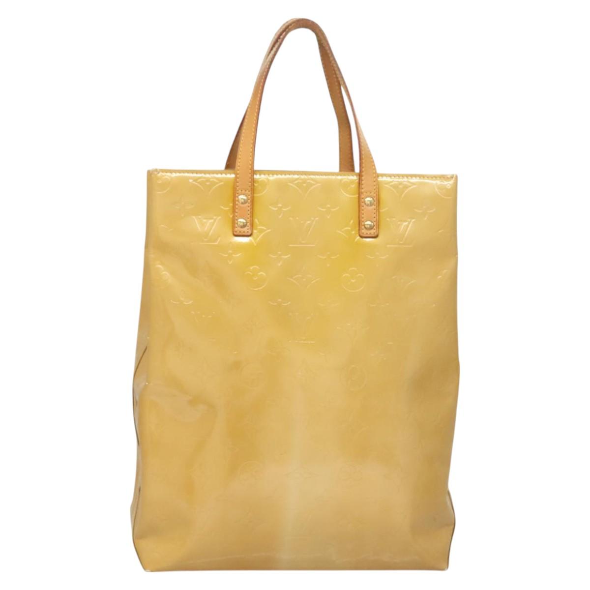 LOUIS VUITTON Monogram Vernis Reade MM Hand Bag Beige M91141 LV Auth BA3199