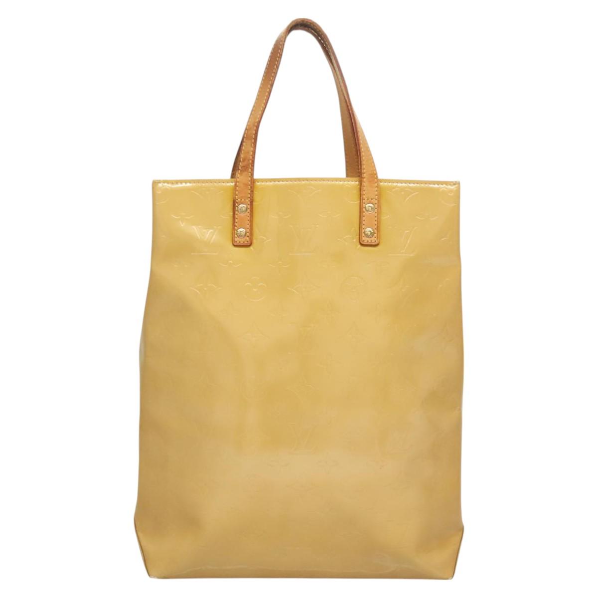 LOUIS VUITTON Monogram Vernis Reade MM Hand Bag Beige M91141 LV Auth BA3199