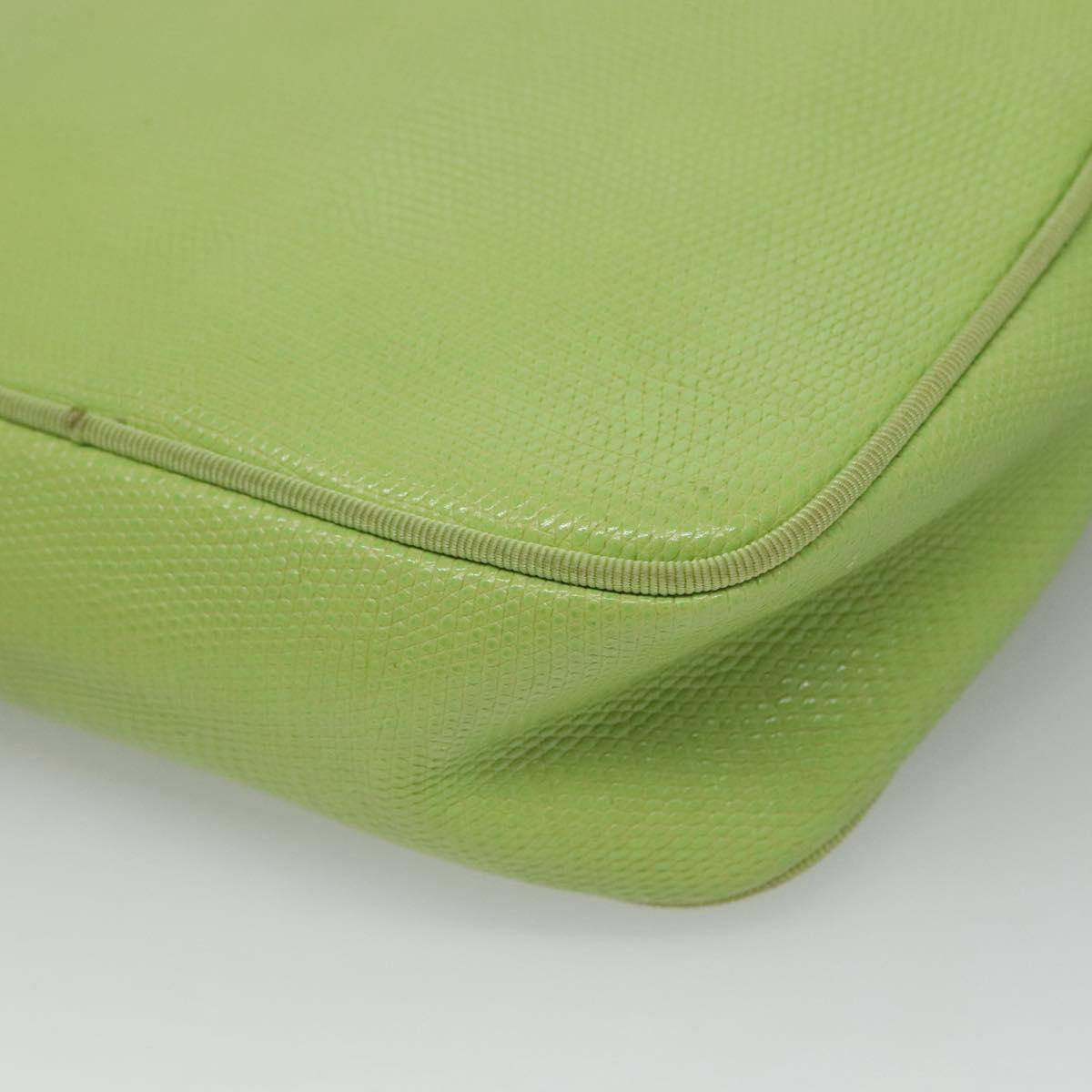 Salvatore Ferragamo Vala Shoulder Bag Leather Embossing Green Gold Auth BA320