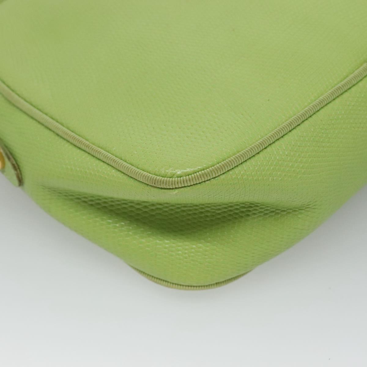 Salvatore Ferragamo Vala Shoulder Bag Leather Embossing Green Gold Auth BA320