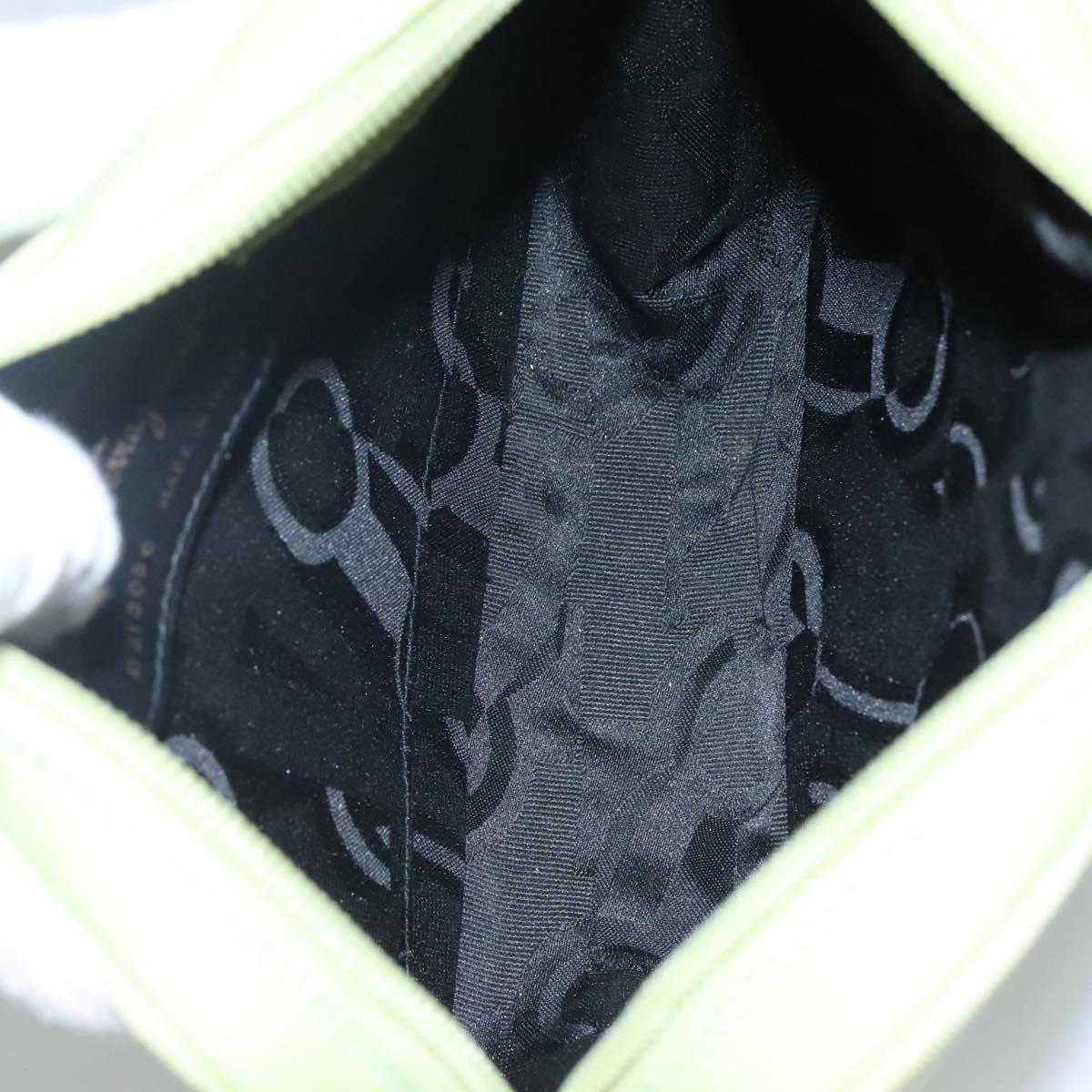 Salvatore Ferragamo Vala Shoulder Bag Leather Embossing Green Gold Auth BA320