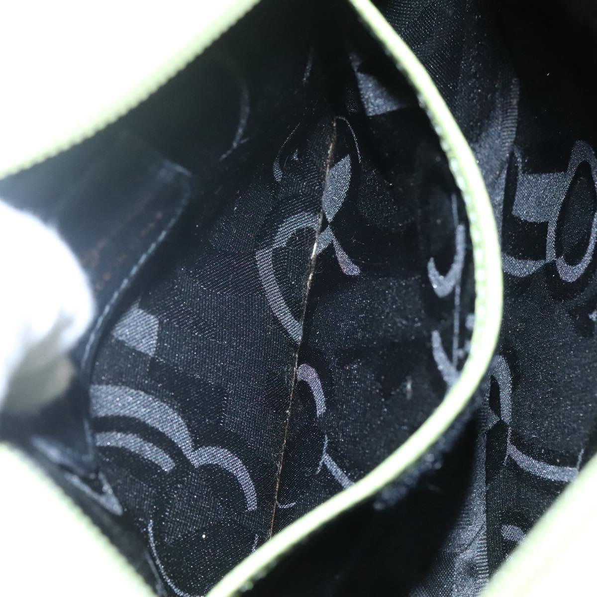 Salvatore Ferragamo Vala Shoulder Bag Leather Embossing Green Gold Auth BA320