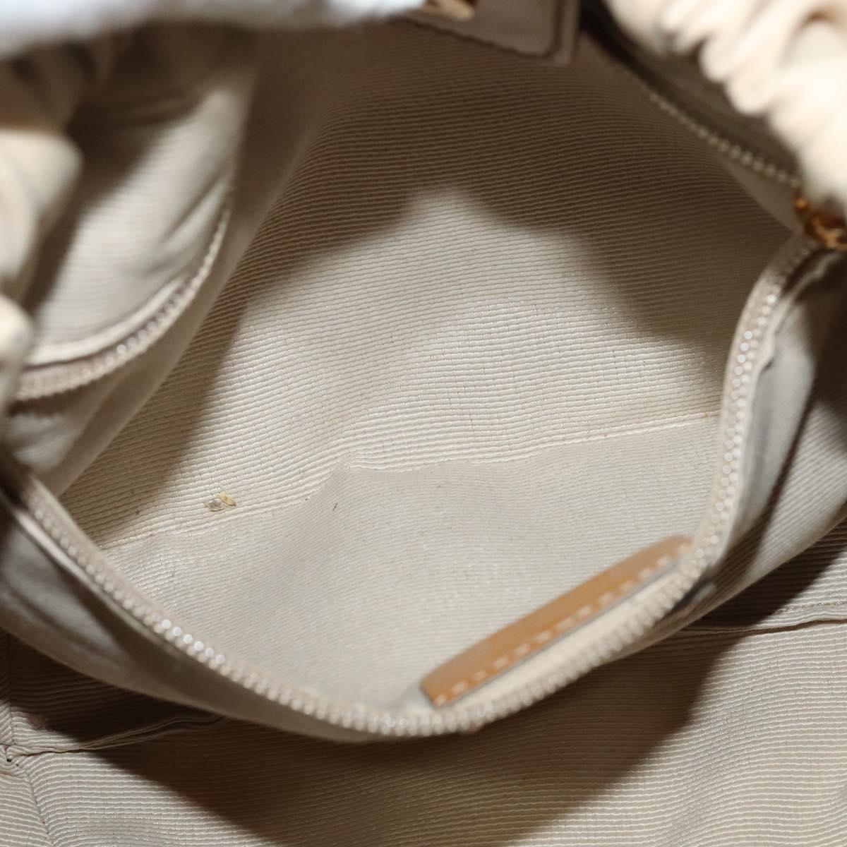 Salvatore Ferragamo Vala Shoulder Bag Nylon Beige Gold Auth BA3215