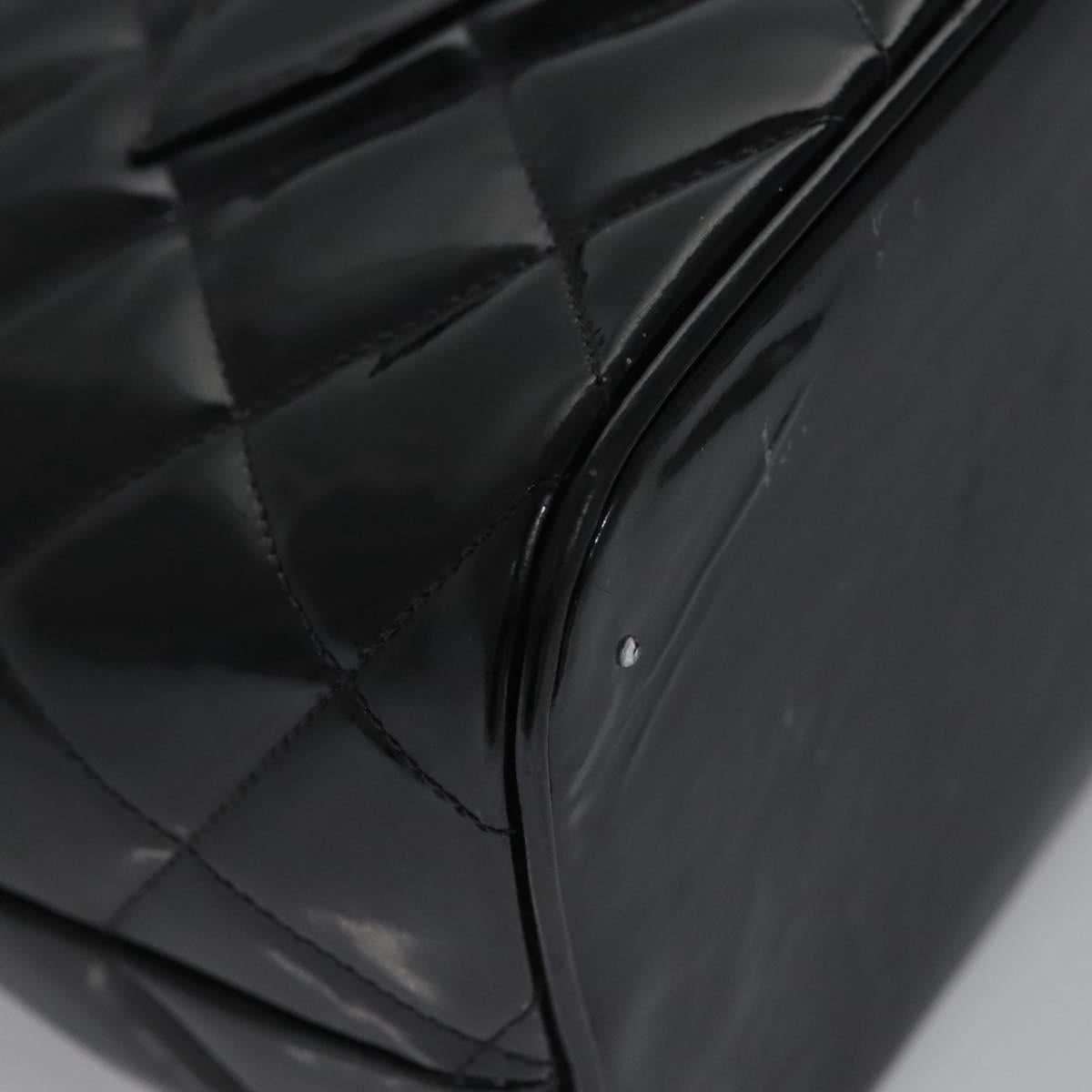 CHANEL Matelasse Tote Bag Patent leather Black CC Auth BA322
