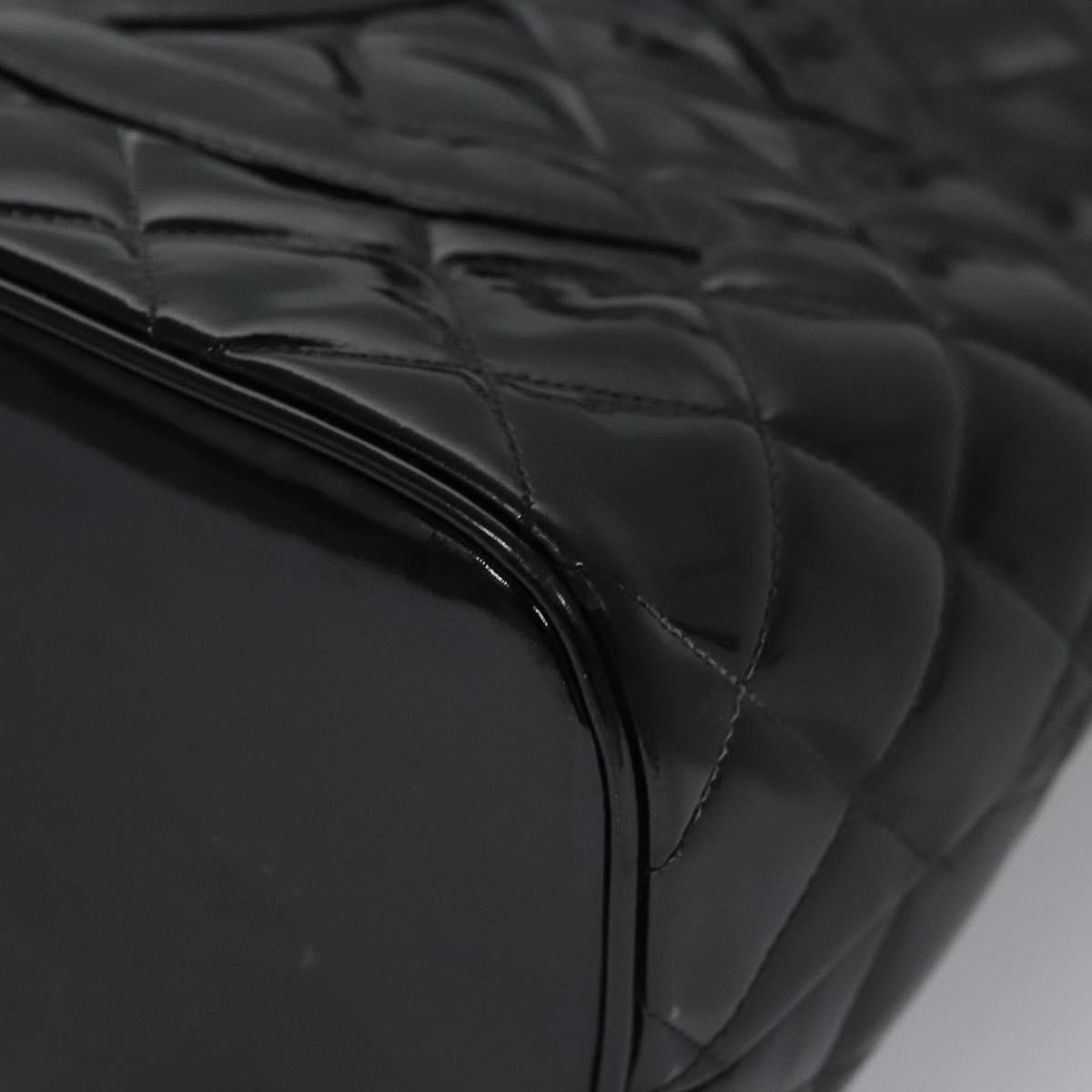 CHANEL Matelasse Tote Bag Patent leather Black CC Auth BA322