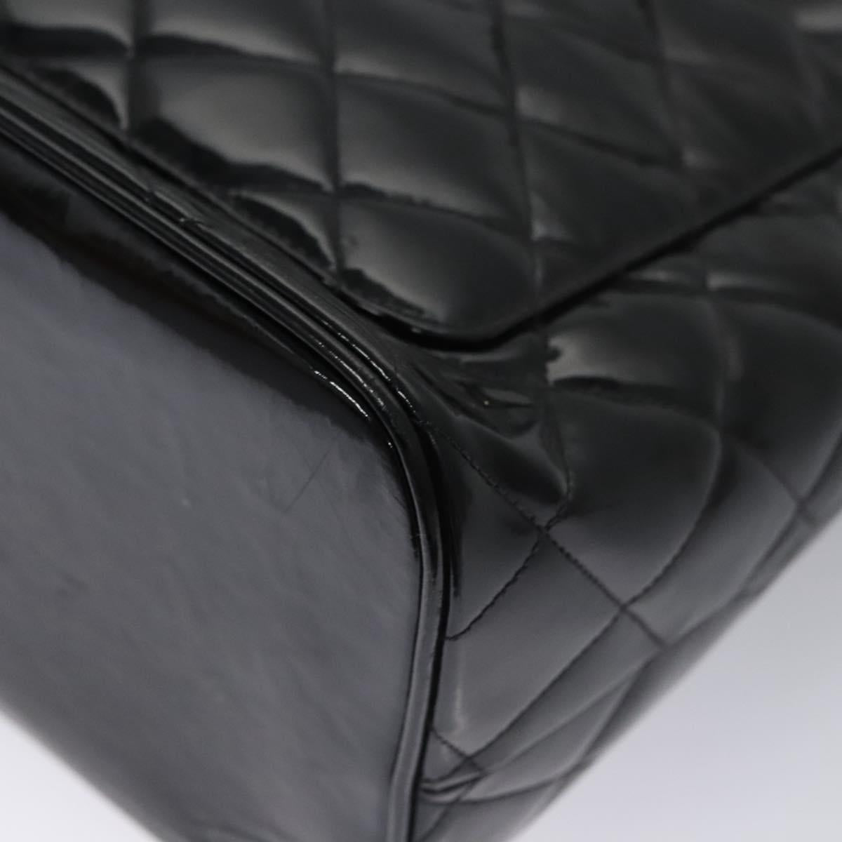 CHANEL Matelasse Tote Bag Patent leather Black CC Auth BA322