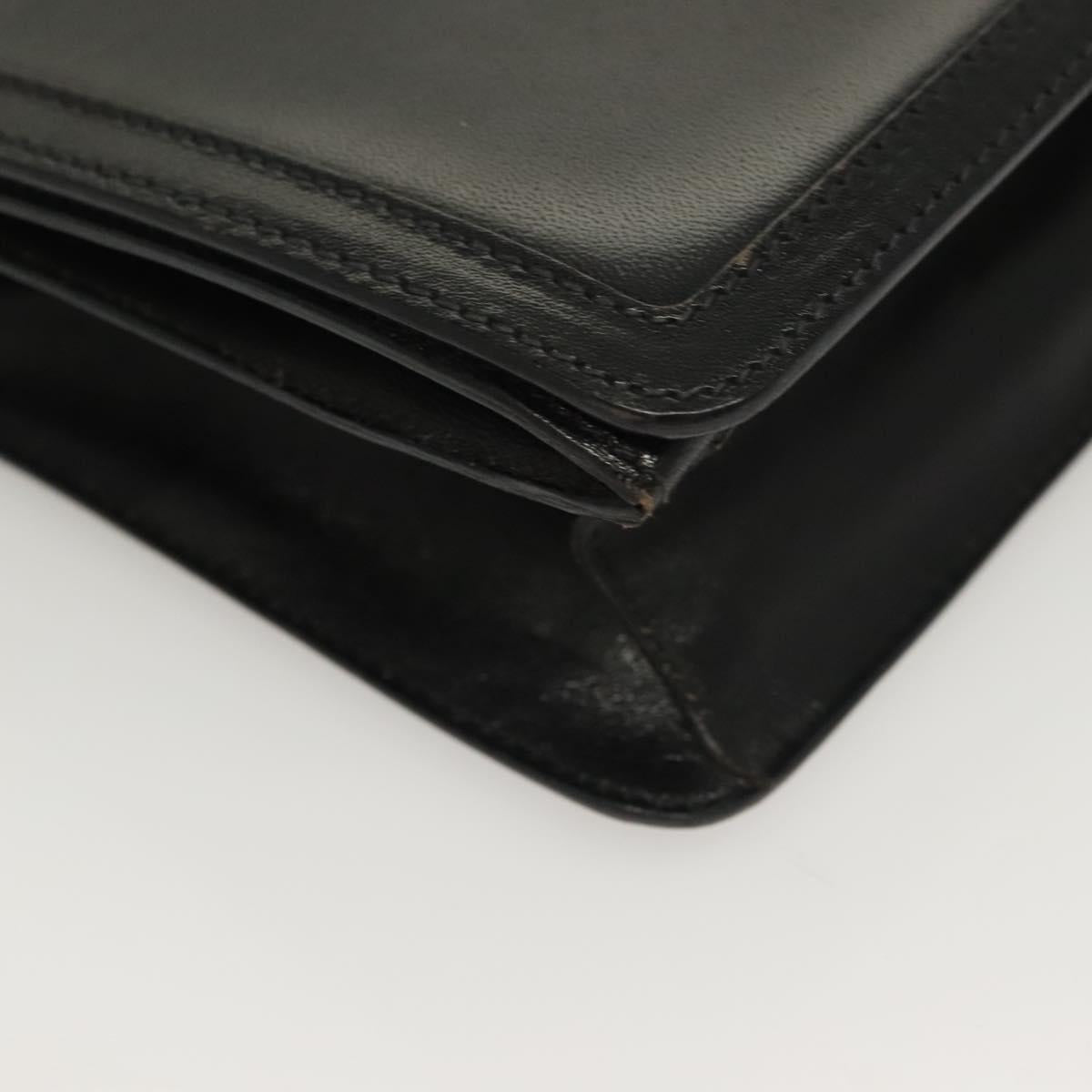 BALLY Wallet Chain Shoulder Bag Leather Gold Black Auth BA3241