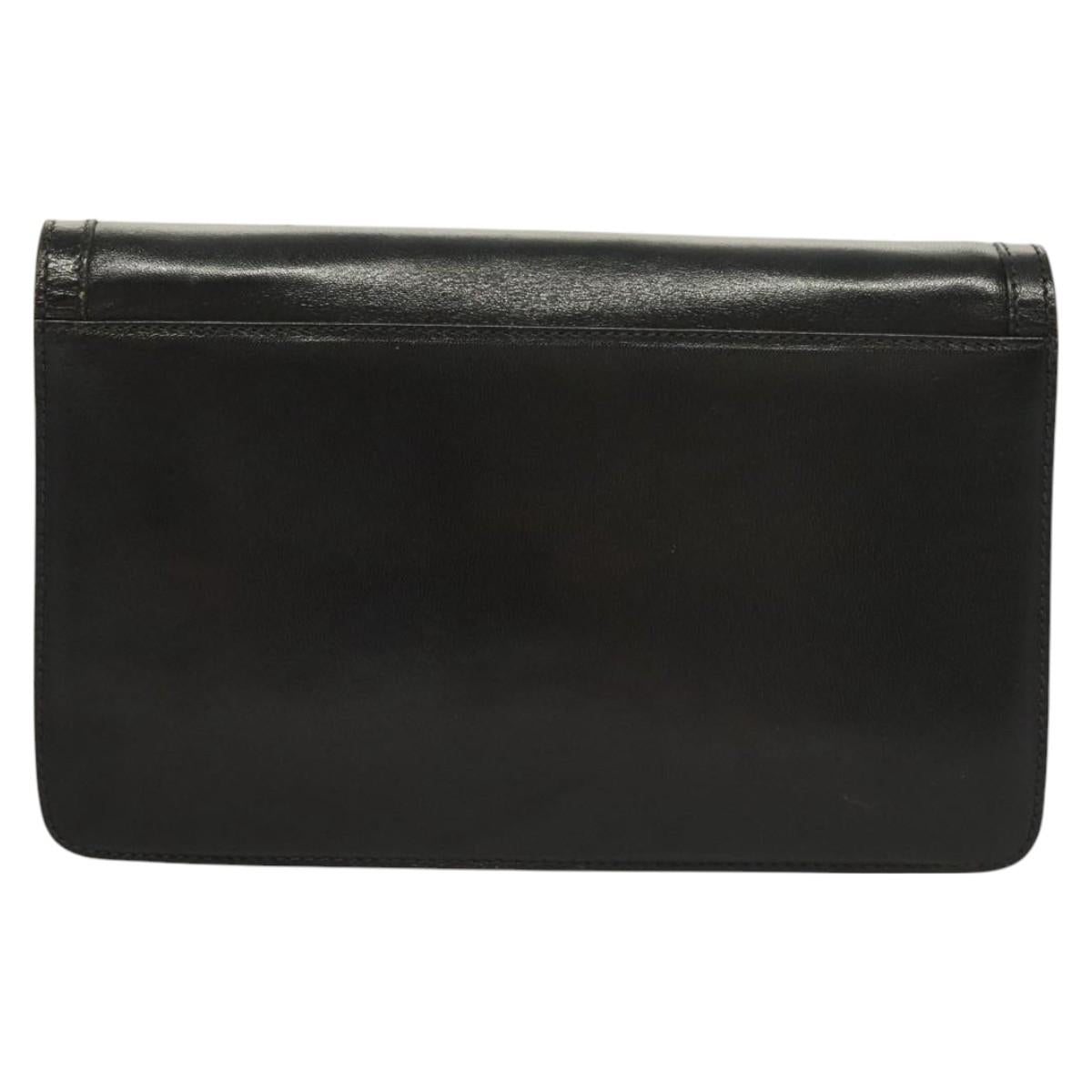 BALLY Wallet Chain Shoulder Bag Leather Gold Black Auth BA3241