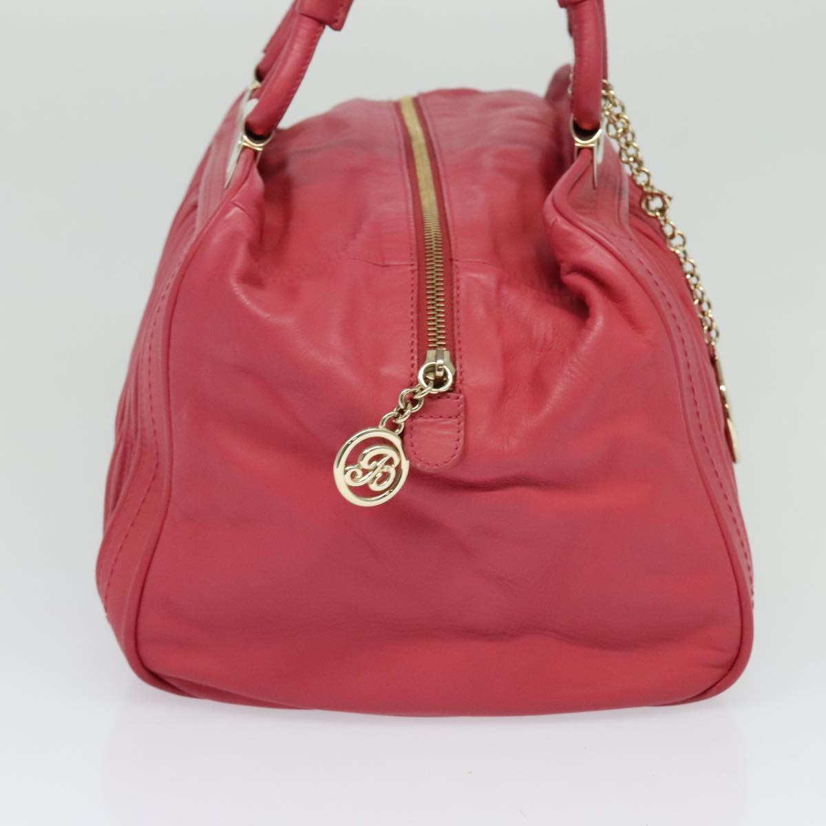 BALLY Hand Bag Leather Pink Gold Auth BA3242