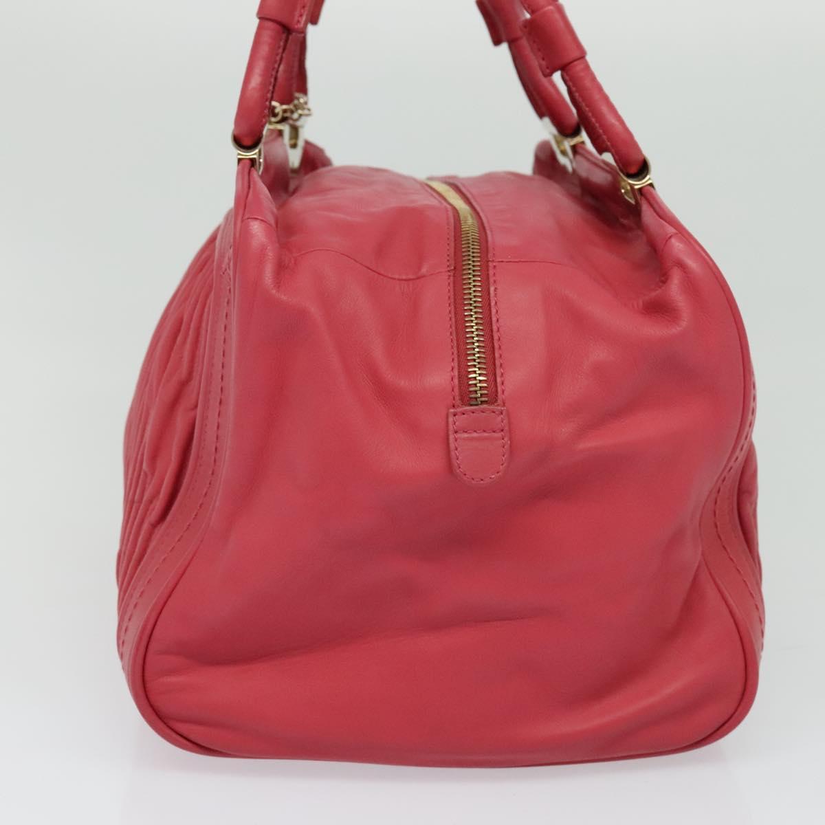 BALLY Hand Bag Leather Pink Gold Auth BA3242