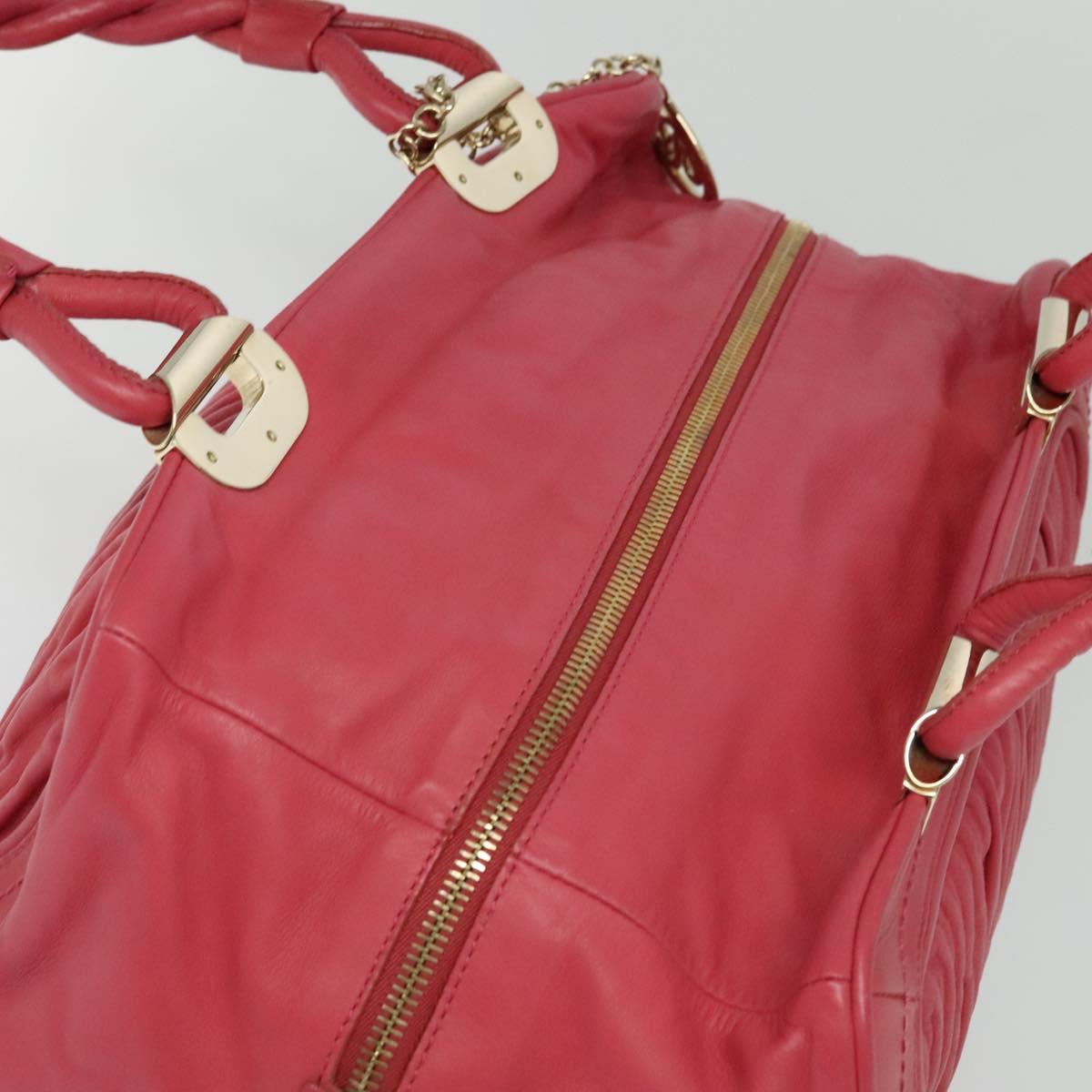 BALLY Hand Bag Leather Pink Gold Auth BA3242