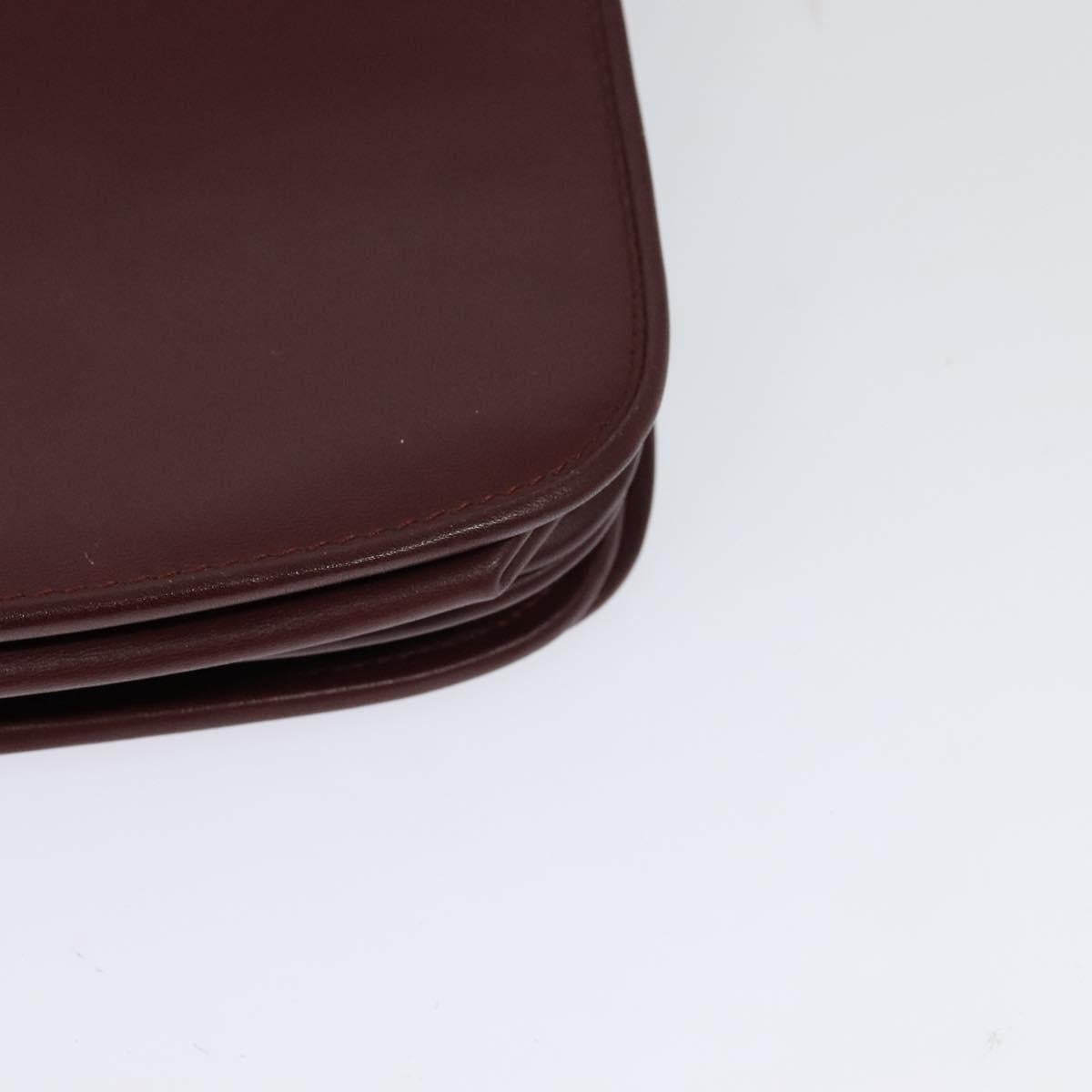CARTIER Must Line Shoulder Bag Leather Bordeaux Gold Auth BA3243