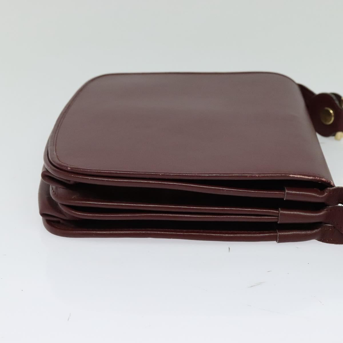 CARTIER Must Line Shoulder Bag Leather Bordeaux Gold Auth BA3243