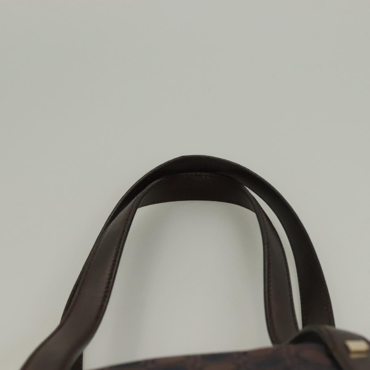 Salvatore Ferragamo Gancini Hand Bag Canvas Navy Gold Auth BA3244