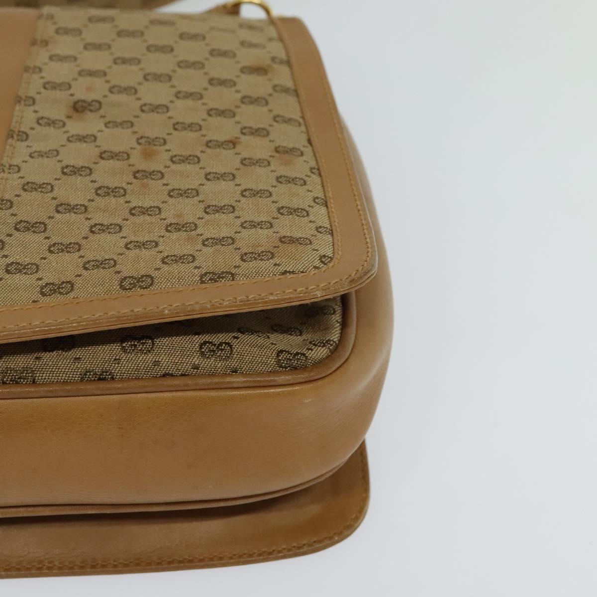 GUCCI Micro GG Canvas Shoulder Bag Beige Gold Auth BA3245