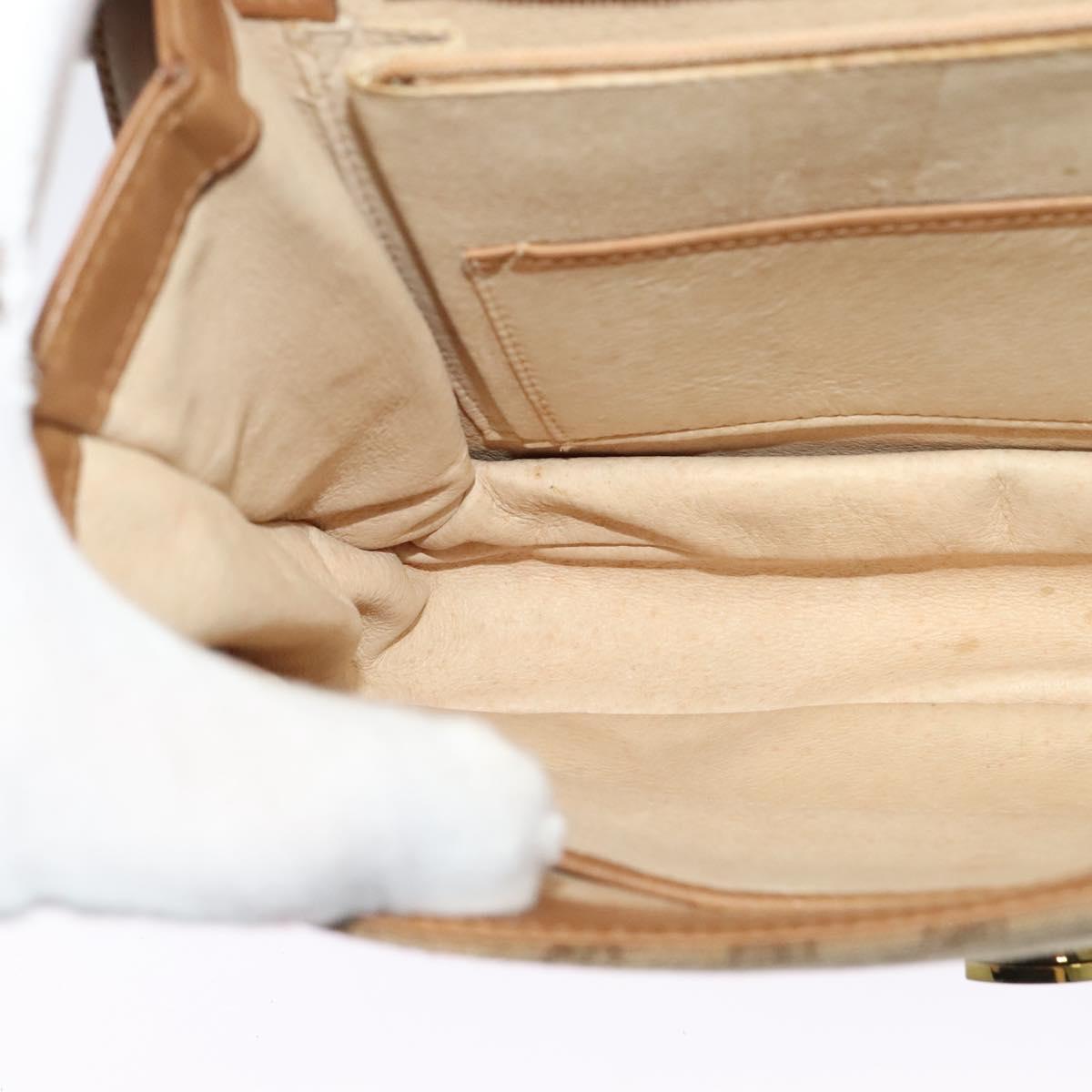 GUCCI Micro GG Canvas Shoulder Bag Beige Gold Auth BA3245
