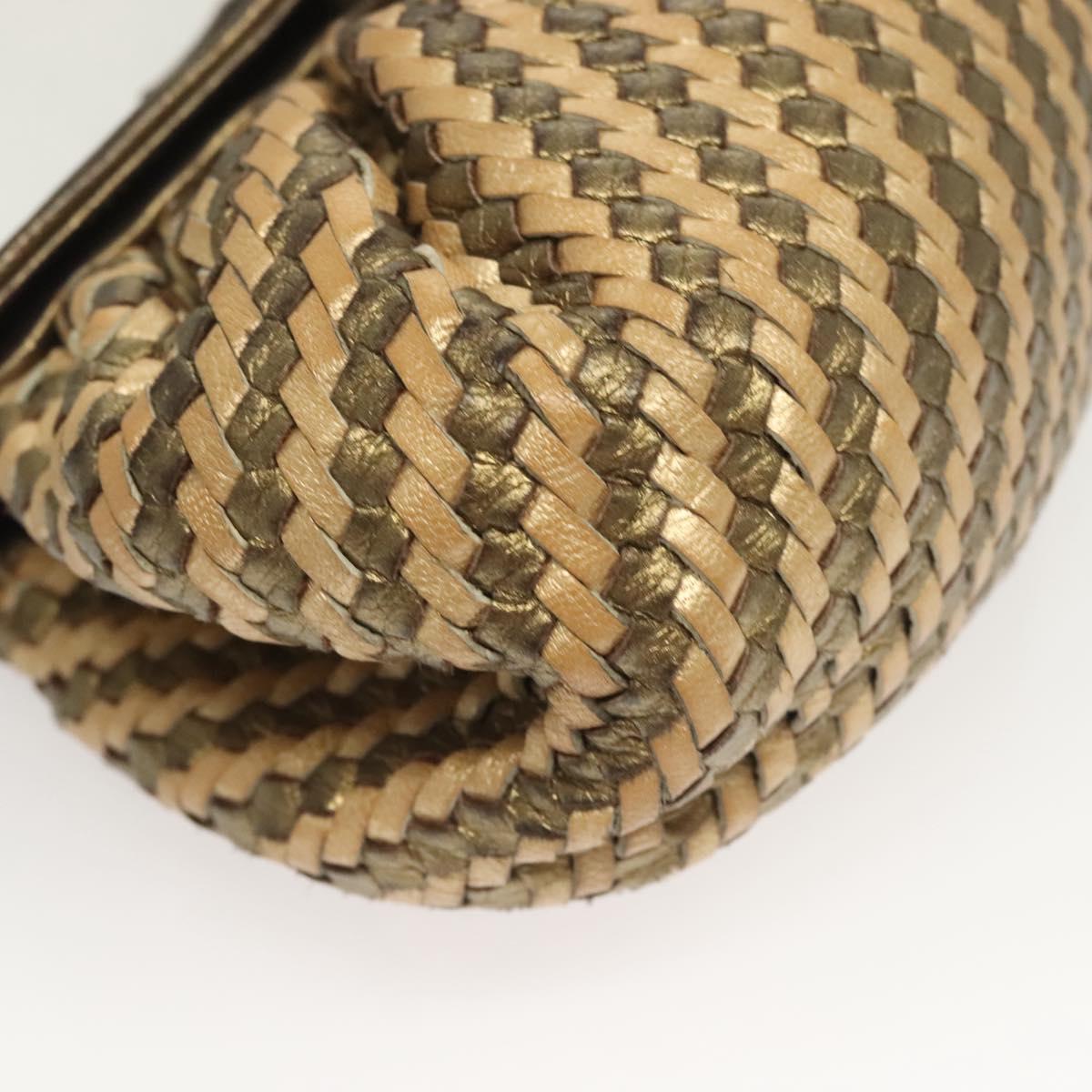 FENDI Shoulder Bag Leather Gold Auth BA3251