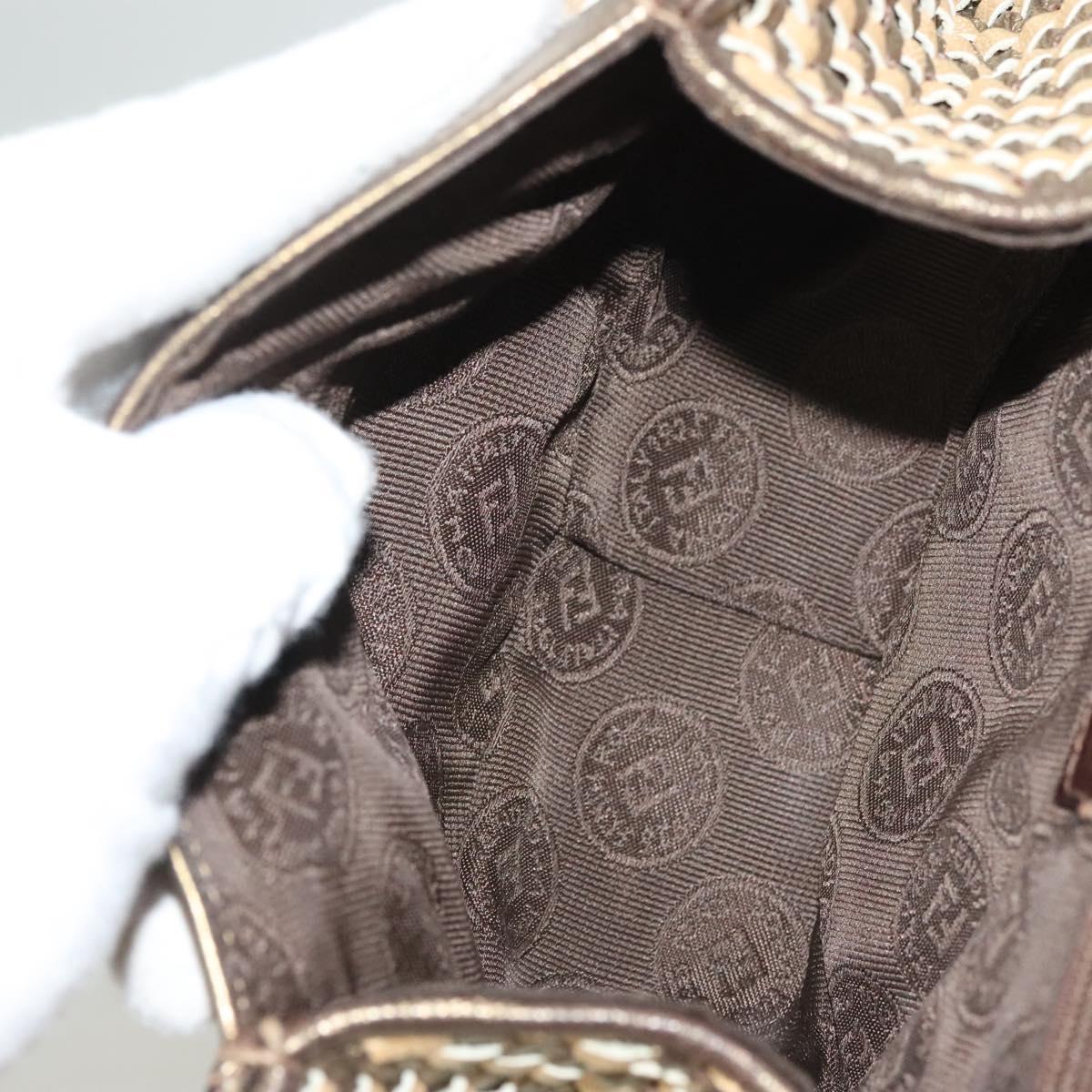 FENDI Shoulder Bag Leather Gold Auth BA3251