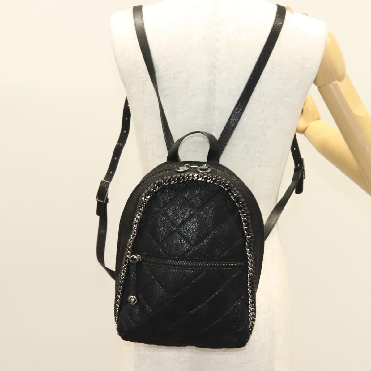Stella MacCartney Falabella Chain Backpack Suede Black Silver 364517 Auth BA3253