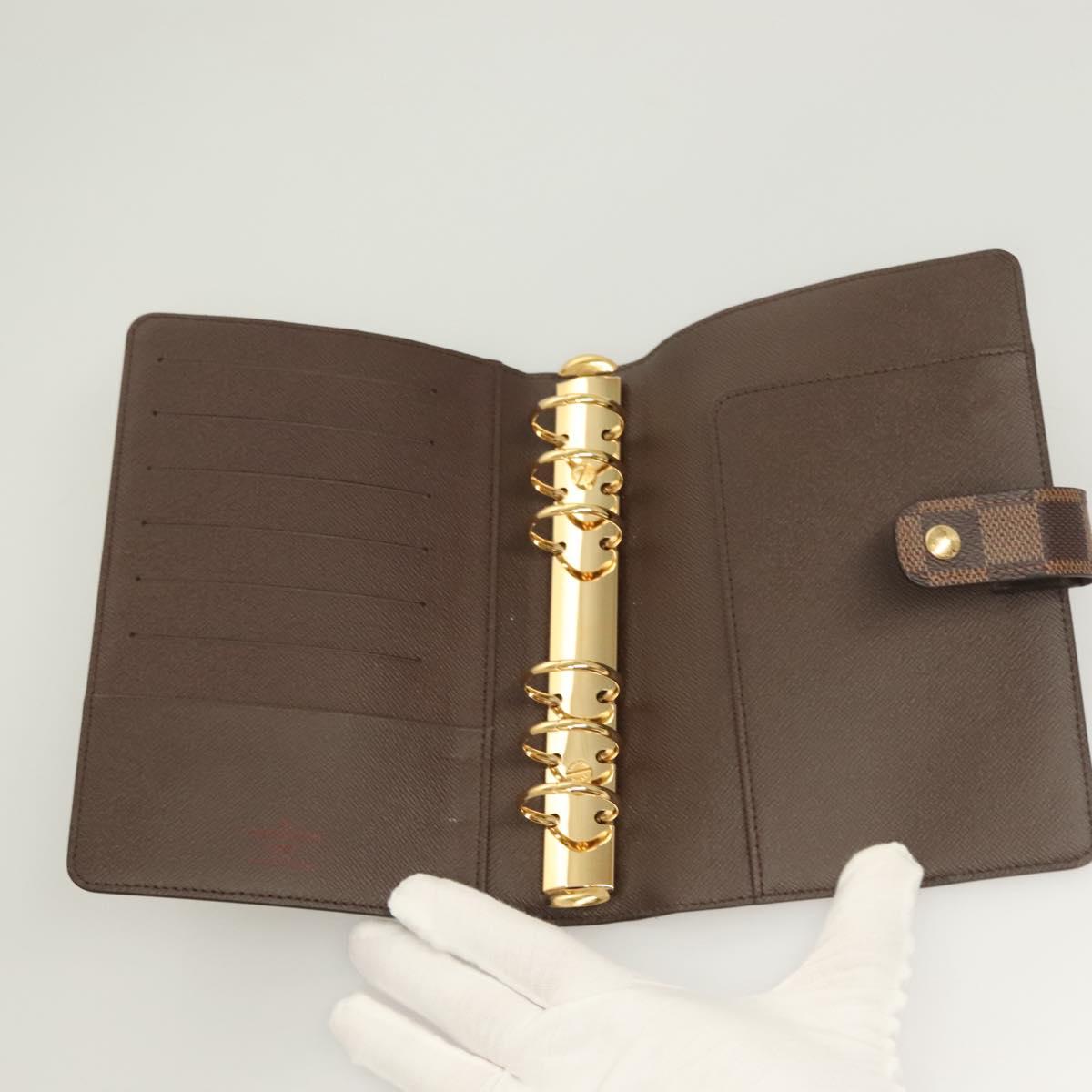 LOUIS VUITTON Damier Ebene Agenda MM Day Planner Cover R20240 LV Auth BA3262