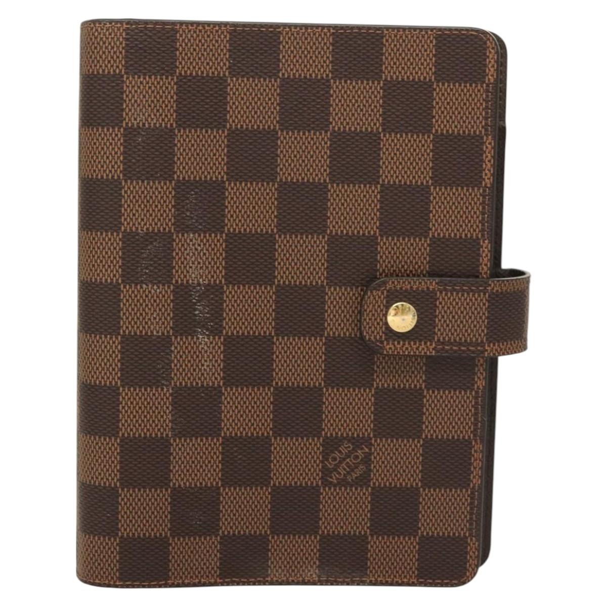 LOUIS VUITTON Damier Ebene Agenda MM Day Planner Cover R20240 LV Auth BA3262