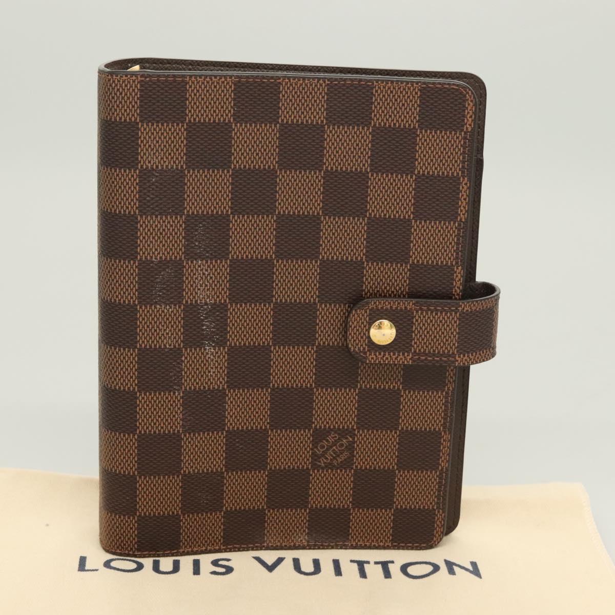 LOUIS VUITTON Damier Ebene Agenda MM Day Planner Cover R20240 LV Auth BA3262