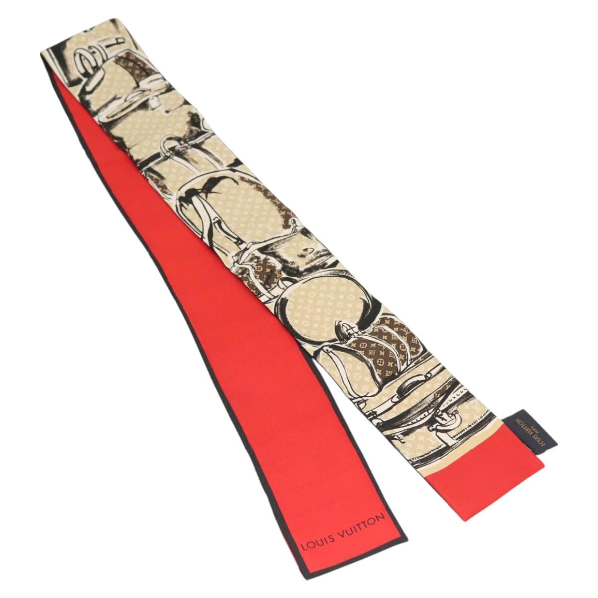 LOUIS VUITTON Bandeau Trunk Scarf Silk Beige M73964 LV Auth BA3263