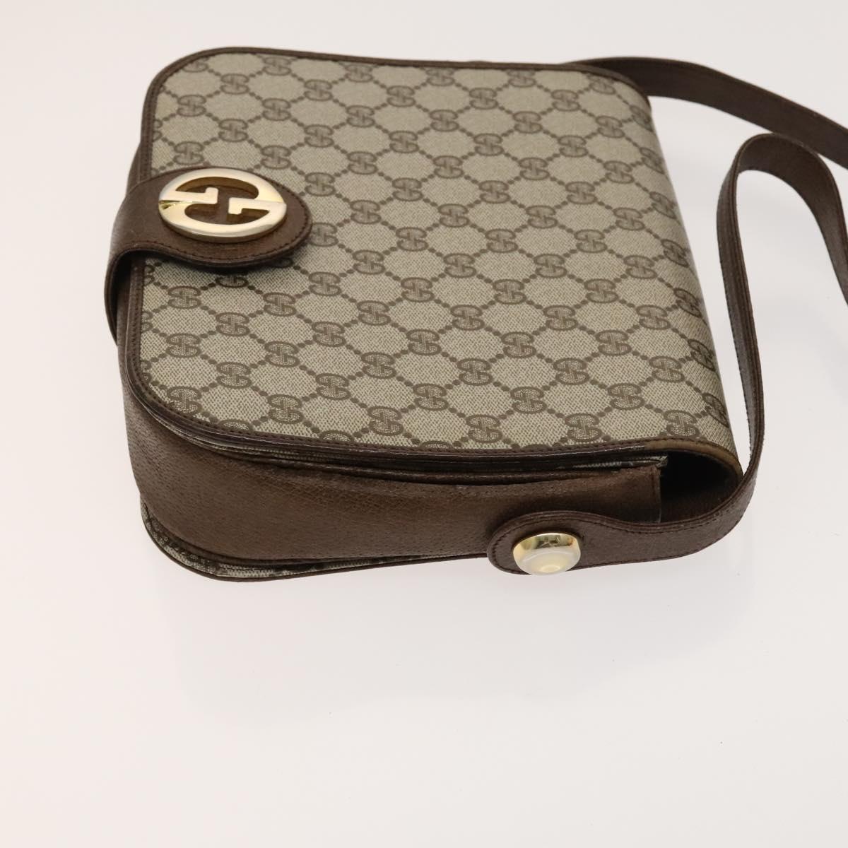 GUCCI Cartier GG Supreme Bag PVC Leather 2Set Beige Bordeaux gold Auth BA3271