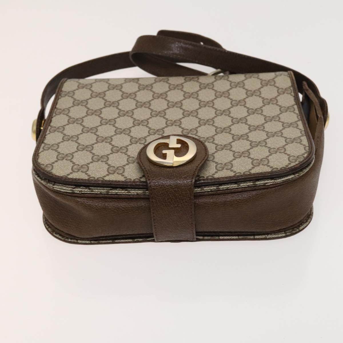 GUCCI Cartier GG Supreme Bag PVC Leather 2Set Beige Bordeaux gold Auth BA3271