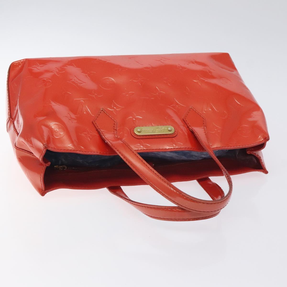 LOUIS VUITTON Vernis Wilshire PM Hand Bag Orenge Sunset M93644 LV Auth BA3277