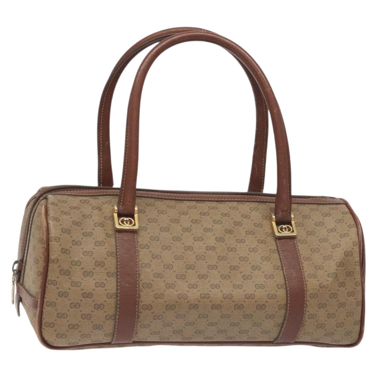 GUCCI Micro GG Supreme Hand Bag PVC Beige Gold 000 58 0040 Auth BA3300