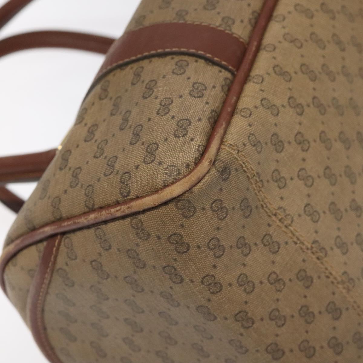 GUCCI Micro GG Supreme Hand Bag PVC Beige Gold 000 58 0040 Auth BA3300
