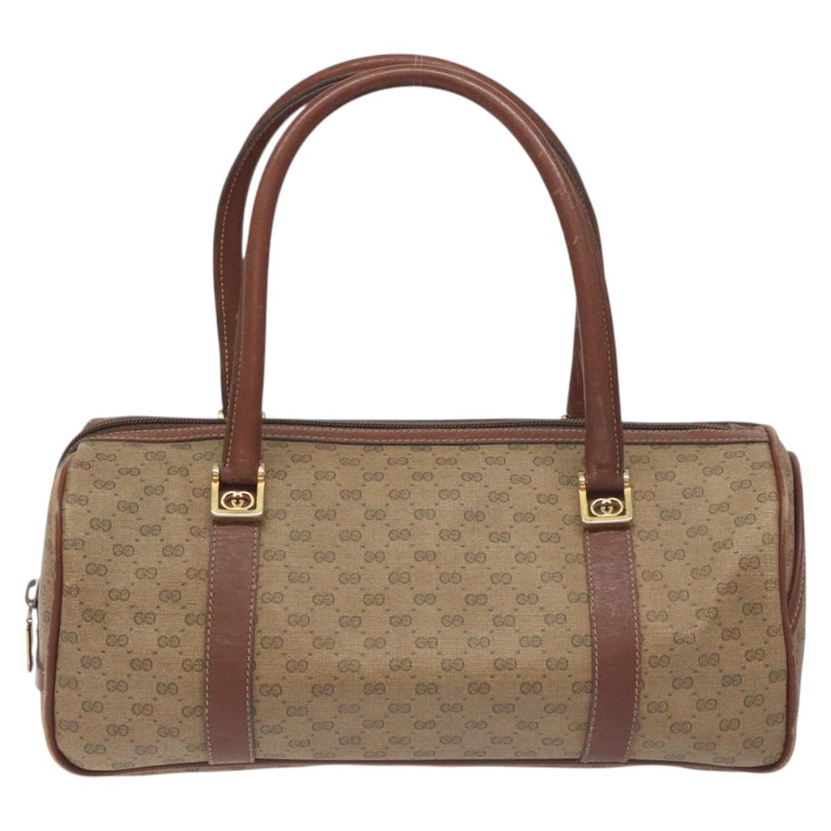 GUCCI Micro GG Supreme Hand Bag PVC Beige Gold 000 58 0040 Auth BA3300