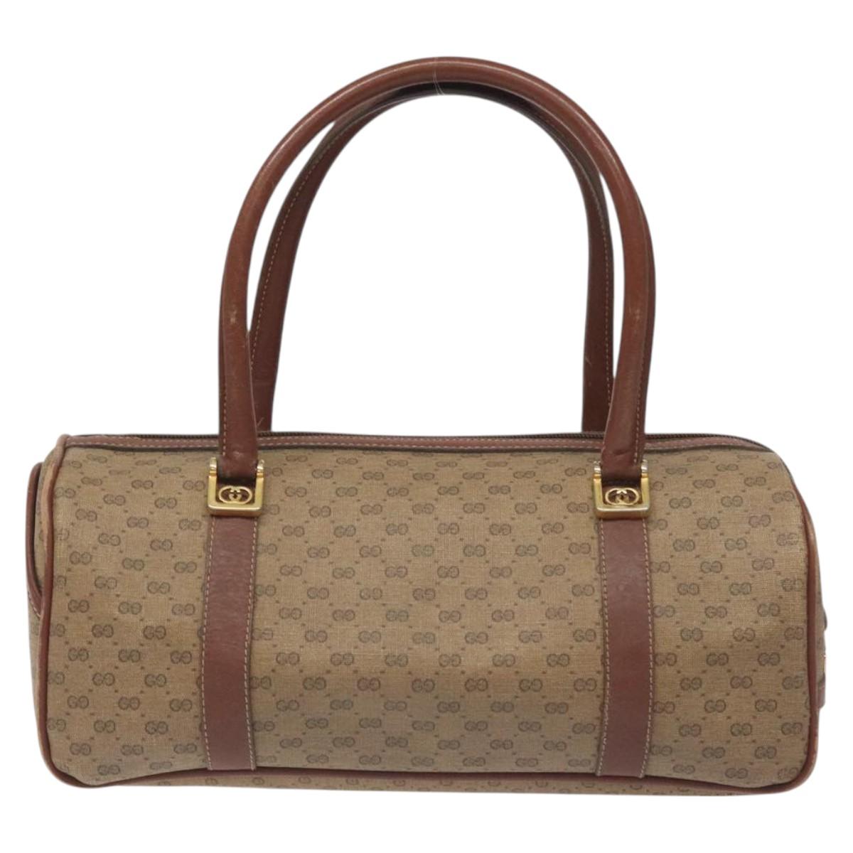 GUCCI Micro GG Supreme Hand Bag PVC Beige Gold 000 58 0040 Auth BA3300