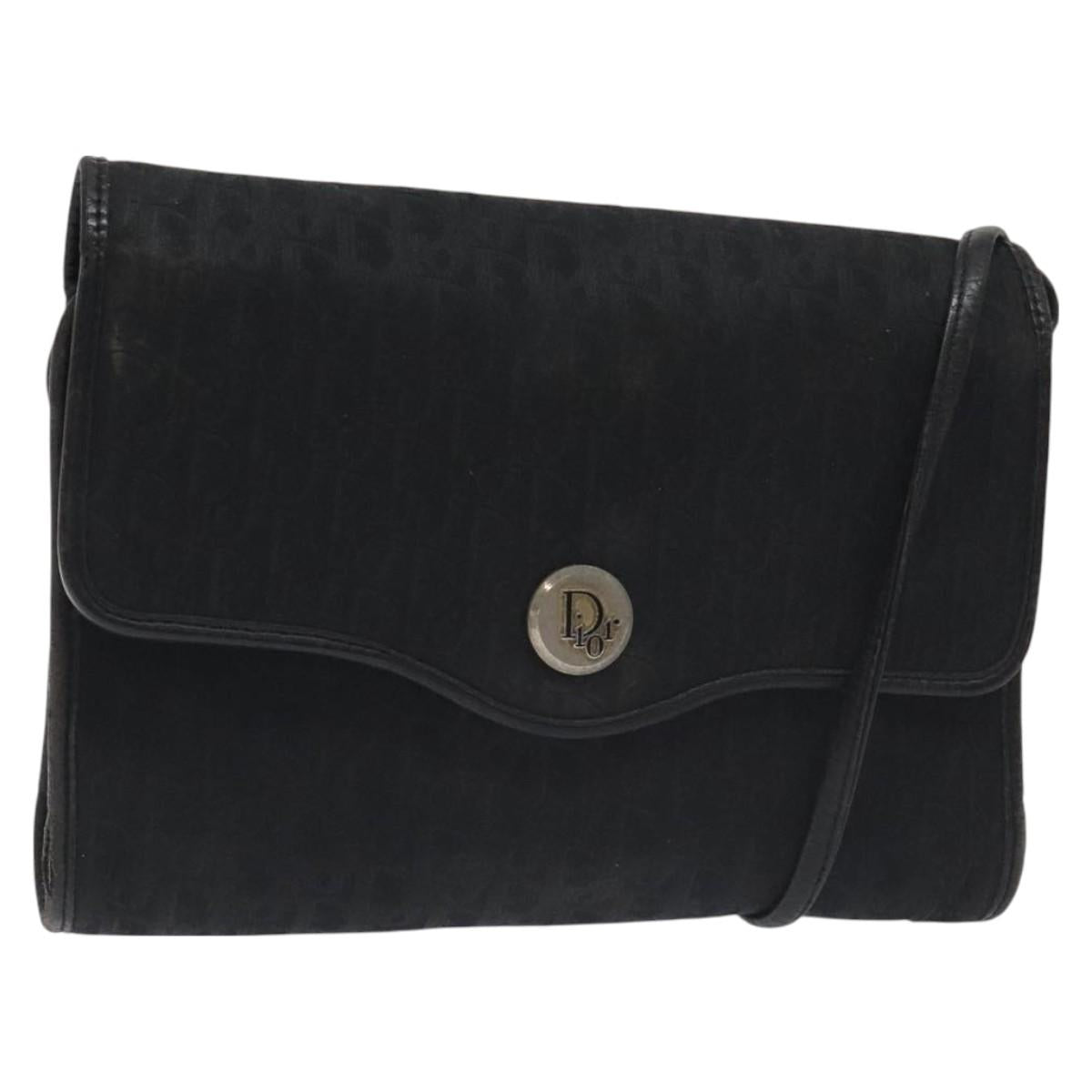 Christian Dior Trotter Canvas Shoulder Bag Black Auth BA3304
