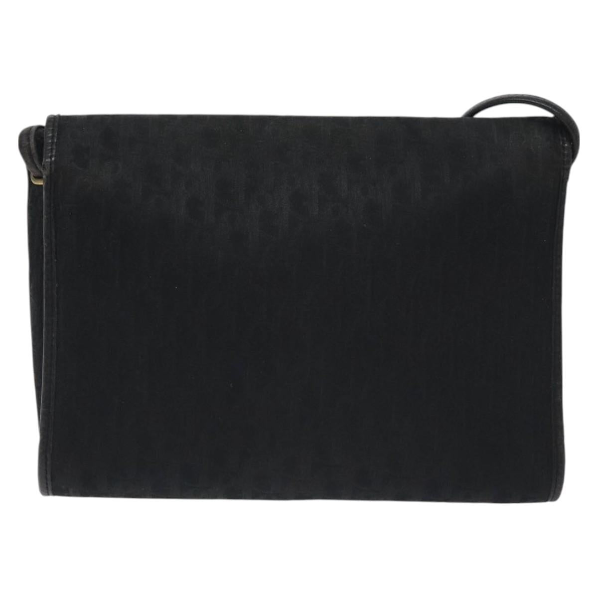 Christian Dior Trotter Canvas Shoulder Bag Black Auth BA3304
