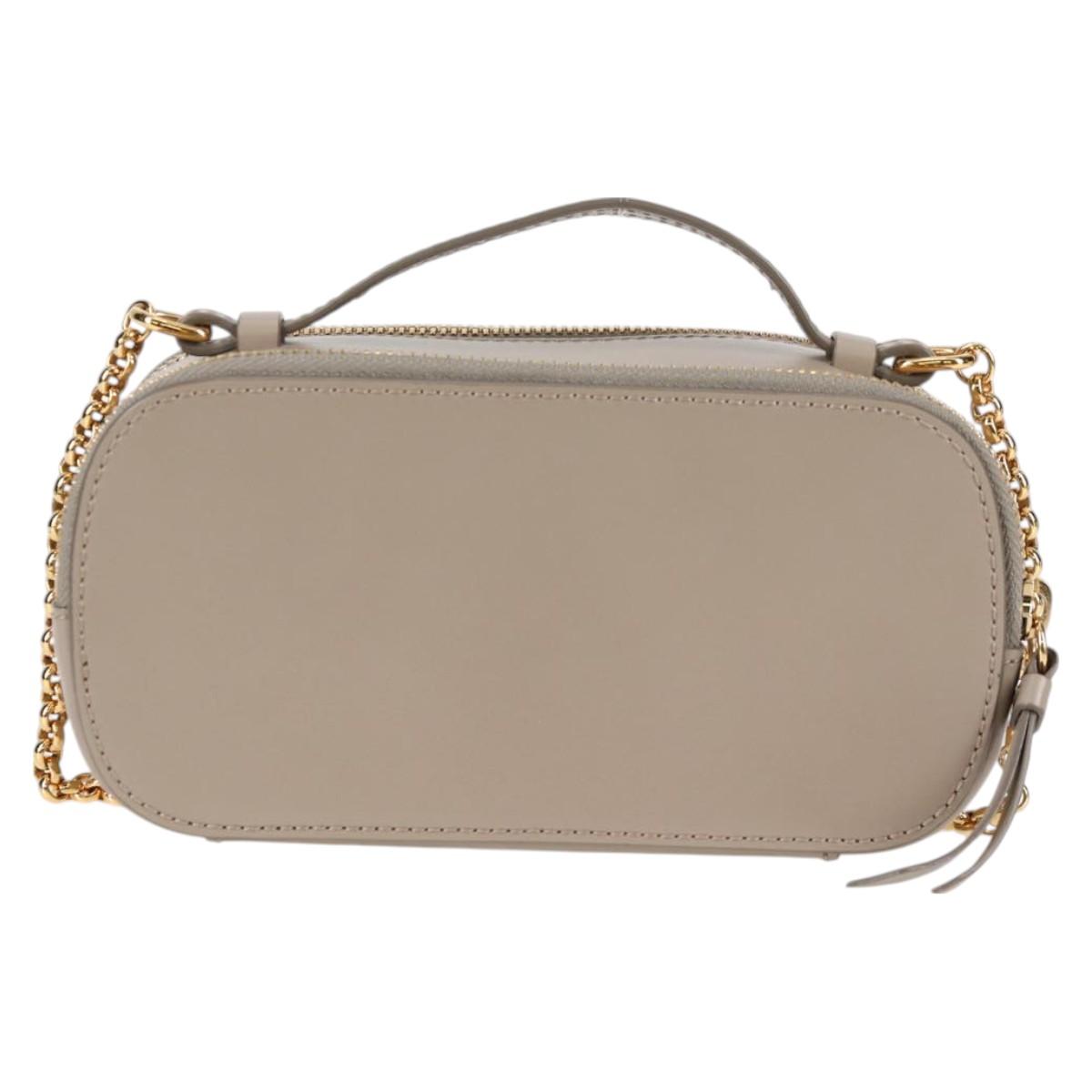 Chloe Chain Shoulder Bag Leather Beige Gold Auth BA3317V
