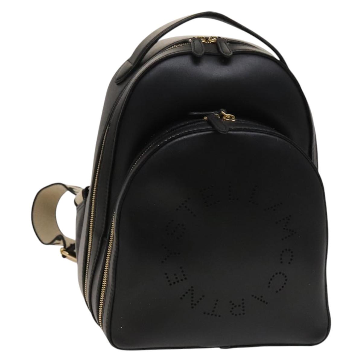 Stella MacCartney Backpack Leather Black Gold 594165 Auth BA3320