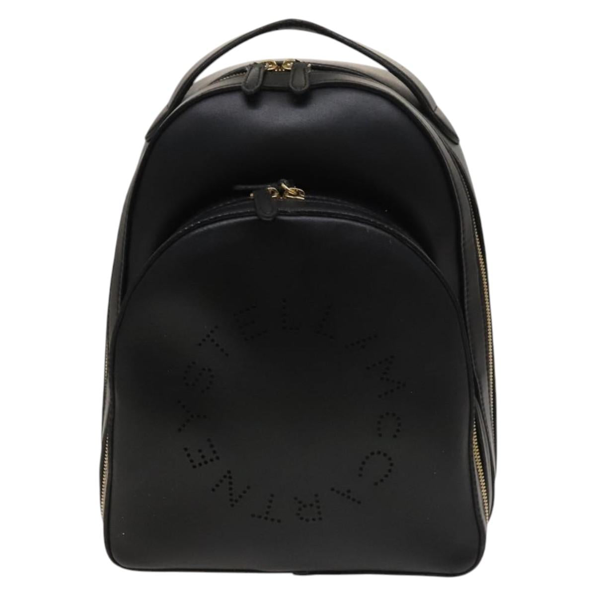 Stella MacCartney Backpack Leather Black Gold 594165 Auth BA3320